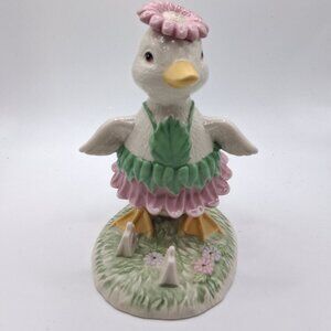 Lenox Ceramic Darling Duckling Figurine 4.7" Spring Easter Decor Pink Green